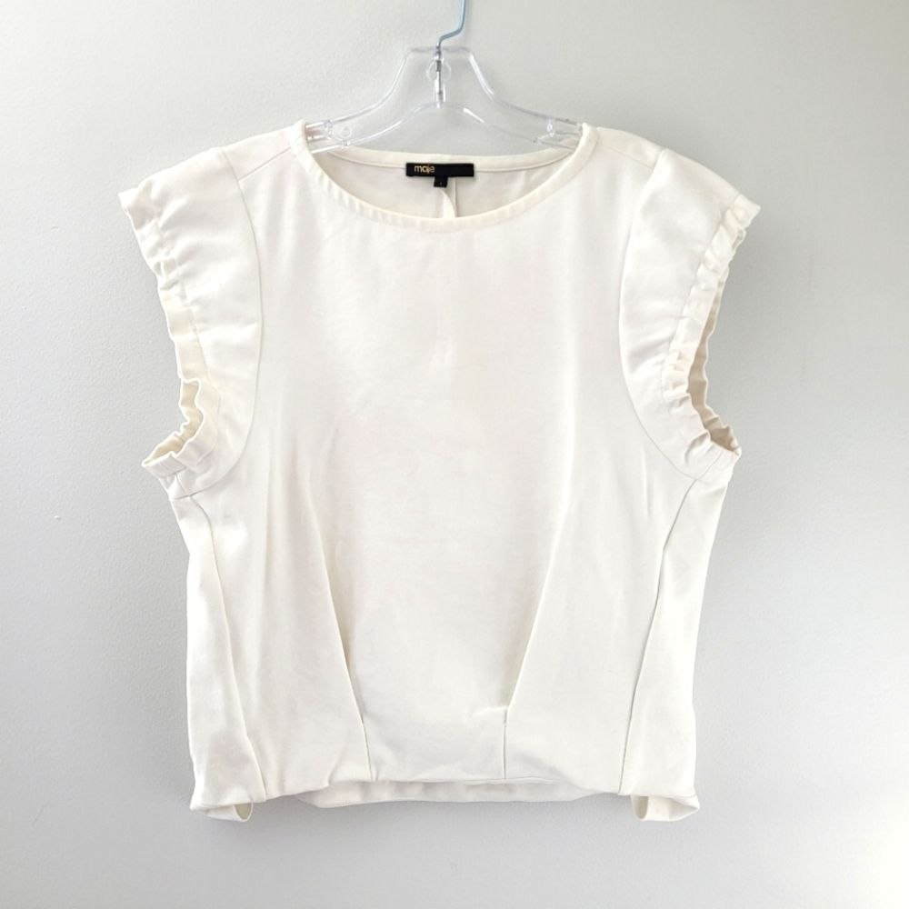 MAJE ruffled short sleeve darted blouse